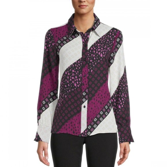 NWT Bar III Women's Printed Button Down Blouse - Picture 1 of 1